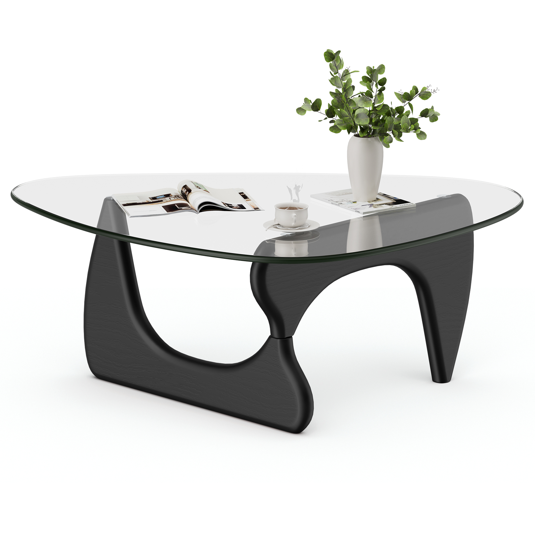 Modern Glass Coffee Table for Living Room for Bedroom Living Room, Office, Black, 35"