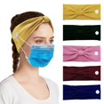 thumbnail image 2 of Fesfesfes 5PC Womens Headband Knotted Hair Band Ladies Solid Color Anti-stroke Headband with Side Buttons Multifunction Hair Band,,Second Piece Free Shipping, 2 of 9