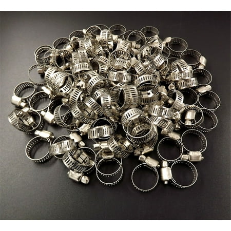 

100 Pcs 3/4-1 inch Worm Drive Fuel Line Hose Clamps Adjustable Stainless Steel Kit for Plumbing Automotive Mechanical Applications