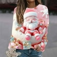 thumbnail image 2 of asdoklhq Christmas Plus Size Sweaters for Women Women Christmas Snowman Snowflake Print Long Sleeved Round Neck Top/shirt Blue L, 2 of 5
