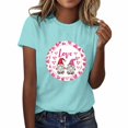 thumbnail image 1 of Outfmvch t-shirts pour Couples Manches Courtes pour Femmes Cœur Amour Grahic Saint-Valentin Col Rond Manches Courtes T-Shirt t-shirts Graphiques pour Femmes Bleu Ciel TG, 1 of 4