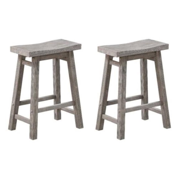 24 in. Sonoma Saddle Counter Stool, Storm Gray Wire-Brush - Pack of 2