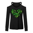 thumbnail image 4 of ICHUANYI Clearance Fashion Woman V-Neck Long Sleeve T-Shirt Happy Valentine's Day Printing Cold Shoulder Loose Blouse Tops(Black, XL) ICHUANYI WER2023081200205, 4 of 5
