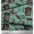 thumbnail image 3 of Soimoi Rayon Fabric Tea & Coffee Cups Printed Fabric 1 Yard 56 Inch Wide, 3 of 3