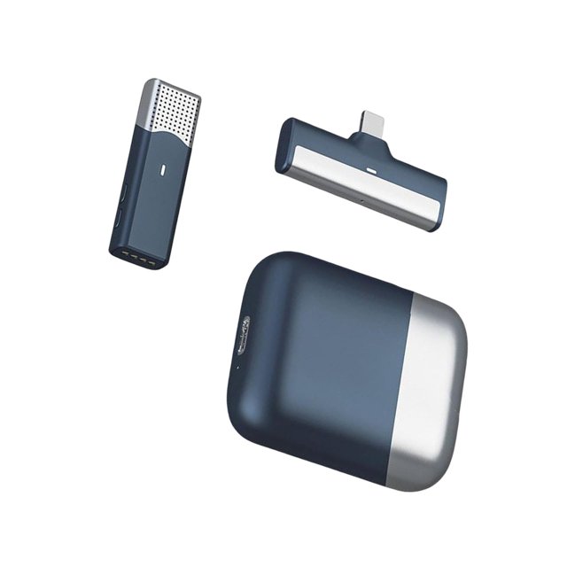 Micrófono , con caja de carga Reducción de ruido inteligente Grabación de video Plug and Play Mini para Vlog , Azul Soledad Micrófono Lavalier