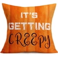 thumbnail image 3 of 4 Pack Halloween Boo Theme Throw Pillow Covers Cotton Linen Halloween Quote Saying Funny Word Quote Pillow Cover Square Orange Background Burlap Throw Pillowcase for Couch (Boo 4Pack), 3 of 6