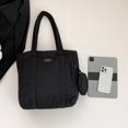 thumbnail image 3 of Bolso de mano acolchado para mujer, bolso de compras ligero con juego de monedero (negro), 3 of 8