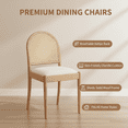 thumbnail image 6 of Leumius Rattan Dining Chairs Set of 2, Upholstered Linen Dining Room Chairs with Backrests, Modern Kitchen Chairs with Wood Legs for Dining Room, Beige, 6 of 9