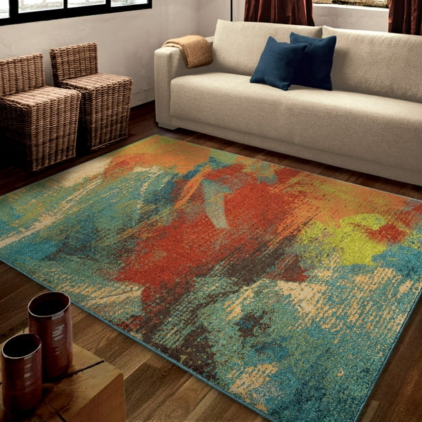 Orian Rugs Bright Once Abstract, Bright Colorful Rugs For Living Room