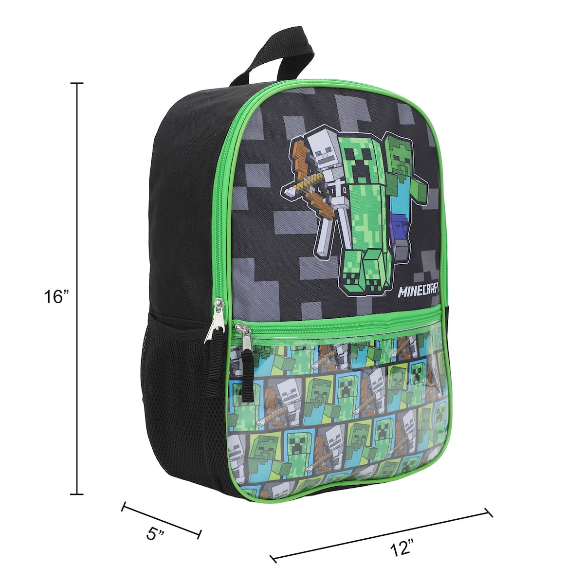 Minecraft Backpack Set with Lunch Box for Boys & Girls 16 inch 5 Piece Value Set