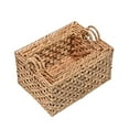 thumbnail image 3 of happimess Quinn Bohemian Cottage Woven Hyacinth Rectangular Storage Baskets with Handles, Natural (Set of 3), BSK2010A-3SET, 3 of 7