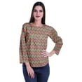 thumbnail image 2 of Moomaya Printed Button Placket Full Sleeve Top Round Neck WoMen's Casual Summer Tunic, 2 of 6