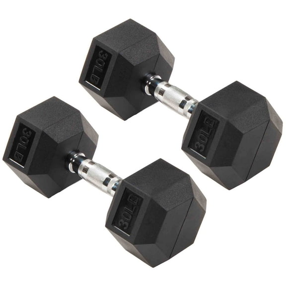 Signature Fitness Hex Dumbbells Strength Workout Equipment Set, 30 lbs