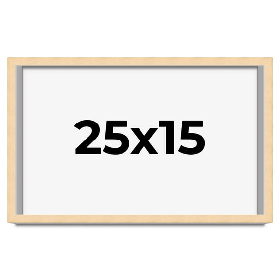 25x15 Frame Natural Wood Picture Frame | 0.75 Inch Moulding Width | with UV Acrylic Plexiglass,