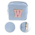 thumbnail image 4 of Unique Bargains 1 Pc Letter W Pattern Makeup Bag for Travel Blue Corduroy, 4 of 6