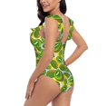 thumbnail image 5 of Yiaed Watercolor Kiwi Fruits Summer Print Women's Ruffled One Piece Swimsuit V Neck Swimwear Slimming Monokini for Woman-Medium, 5 of 8