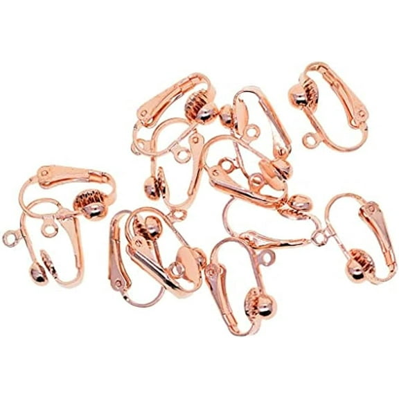 6 Pairs 16x14mm Rose Gold Clip-On Converted Earrings Loop Findings Blanks Base for DIY Jewelry Making