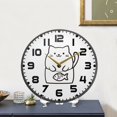 thumbnail image 4 of Yayeee Wall Clock for Living Room 9.5 inch Battery Operated Round with Holder, White Chubby Cat, 4 of 7