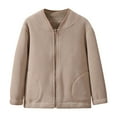 thumbnail image 5 of Caqnni Girls Fall Jacket Girls Winter Jacket Girls' Outerwear Jackets Kids Soft Polar Fleece Jacket Zip up Hoodie with Pockets Girls Fall Jacket (Z02-Khaki,6-7 Years), 5 of 6