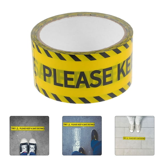 IDEANATEGRATE 1Pcs Self-Adhesive Yellow Caution Tape for Banks and Construction Safe Distance Warning 25Meters