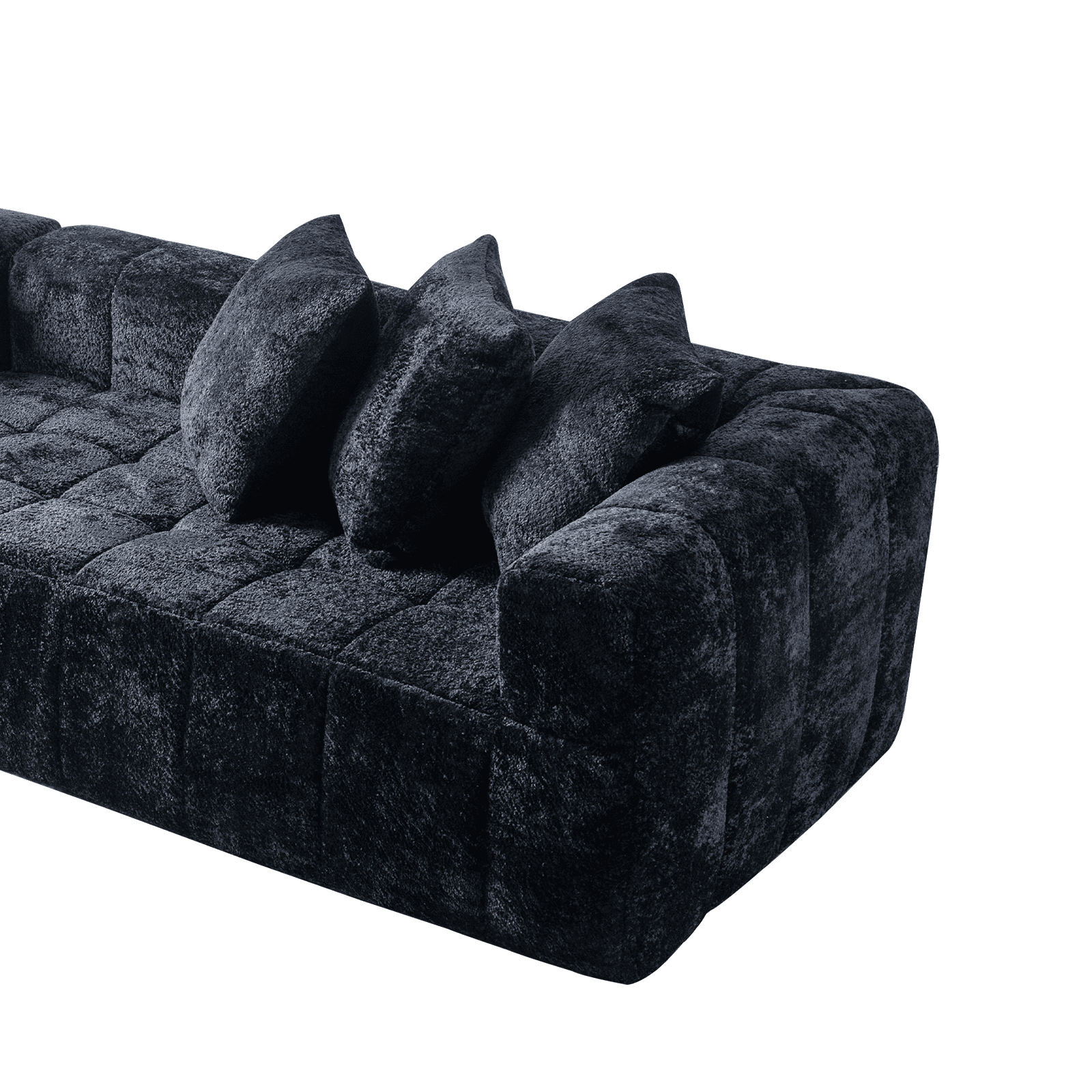 107.9 Inch Cloud Modular Sectional Sofa Couch with L-Shape Chaise, Deep Seat Corner Couch for Living Room Bedroom No Assembly Needed, Black