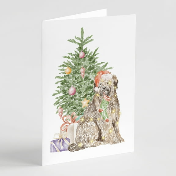 Carolines Treasures CK8250GCA7P Briard Christmas Presents and Tree Greeting Cards and Envelopes Pack of 8 7 x 5