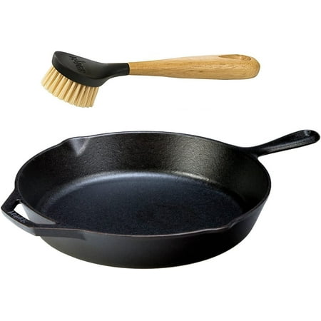 

Seasoned Cast Iron Skillet with Scrub Brush- 12 inch Cast Iron Frying Pan With 10 inch Bristle Brush