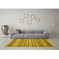 thumbnail image 3 of Ahgly Company Machine Washable Indoor Round Abstract Yellow Modern Area Rugs, 4' Round, 3 of 4
