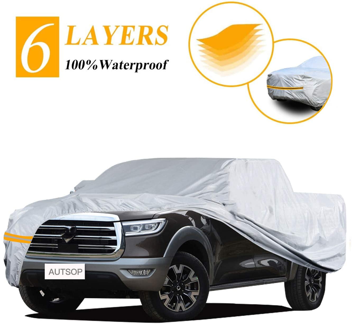 Car Cover Waterproof All Weather,6 Layers Outdoor Car Covers for