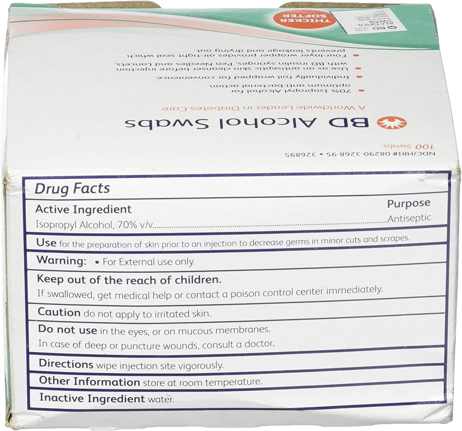 Alcohol Prep Pad BD Isopropyl Alcohol, 70% Individual Packet 1 X 3/4 Inch 5 Boxes of 100 (500 Count)