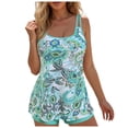 thumbnail image 1 of adviicd Halter Tankini Bandeau Tankini Swimsuits for Women - Two Piece Ruched Tummy Control Bathing Suit Strapless Swimwear with Bottom(Light Blue,XL), 1 of 9