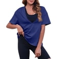 thumbnail image 2 of Womens Sexy Deep V Neck T-Shirts Summer Short Sleeve Tops Casual Loose Plus Size Fit Basic Tees Summer Womens Tops Sky Blue L, 2 of 6