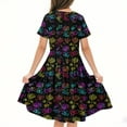 thumbnail image 4 of 4-14 Years Girls Dresses Short Sleeve Kids Summer Cotton Casual A-Line Dress Girdle Tiered Swing Festive Dress for Girls Black 5-6 Years, 4 of 5
