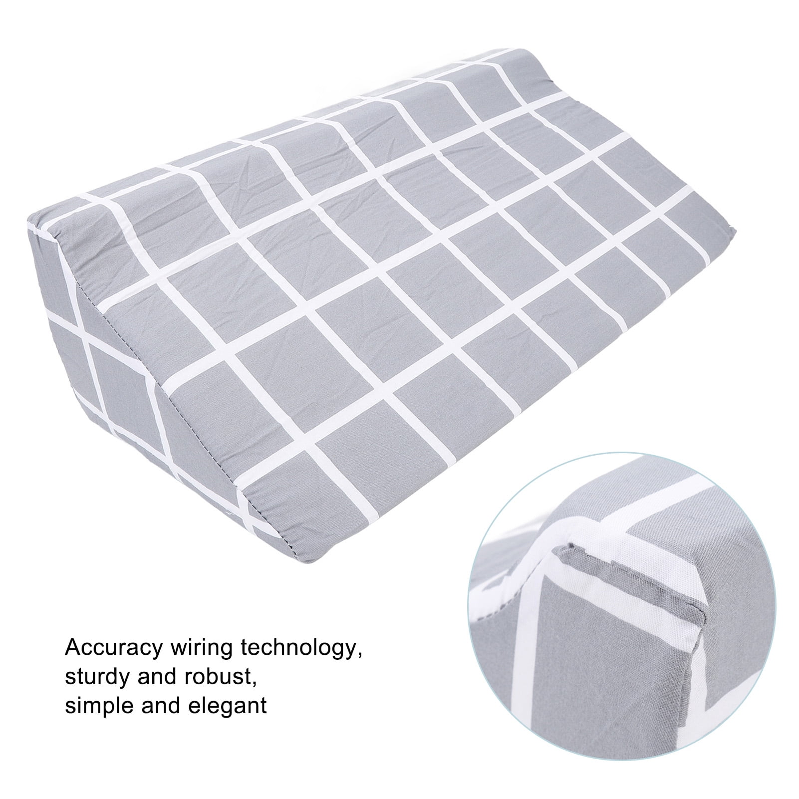 Nieyigj Premium Wedge Pillow Triangle Shaped Concealed Zipper High Density Foam Padding Wedges Body Positioner Support Cushion for Elder and Pregnant Women Bedridden Patients Grey Plaid 19.68 inches