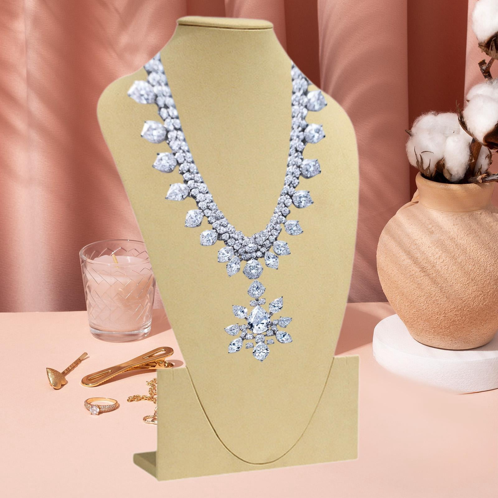 QccHieUs Pendant Chain Necklace Organizer Necklace Mannequin Trade Shows Shelves Salon PU L