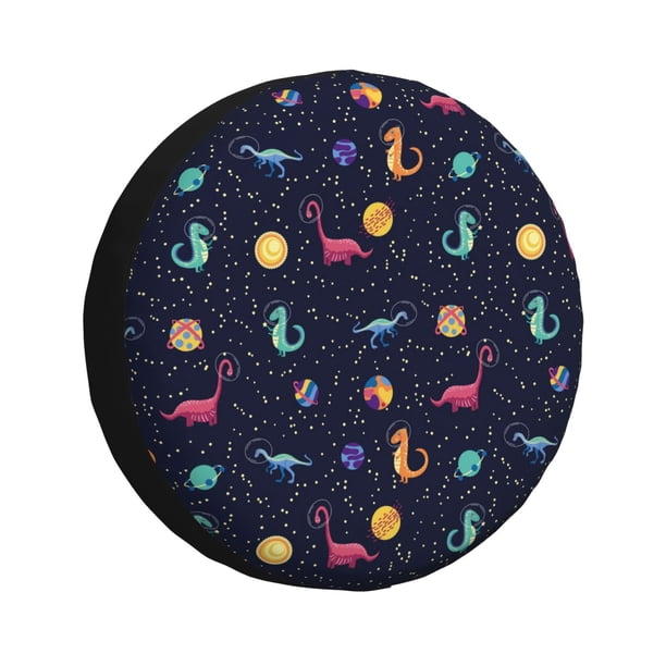 Fotbe Space Dinosaur Funda de Llanta de Repuesto con Estampado, Engrosada, Ajuste Universal para Jeep, Remolque, RV, SUV, Camión-15 inch