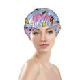 thumbnail image 3 of Disketp Bees And Daisies Striped Shower Caps,Reusable Shower Cap For Women, Double Layer Waterproof Hair Cap, Large Size For All Hair Lengths,For Girls Spa Home Salon Use, 3 of 9