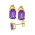 thumbnail image 3 of 1 3/4ct Emerald Cut Amethyst Stud Earrings Solid 14k Yellow Gold, 3 of 3