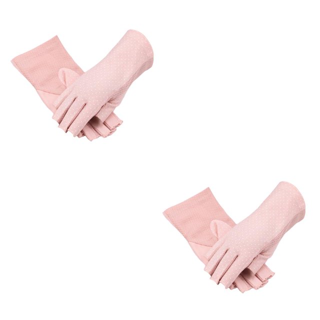Jumpingount Manoplas de protección solar Transpirable Antideslizante Algodón Múltiples colores Tamaño libre Manopla de conducción Cubierta de Punto rosa claro 2piezas