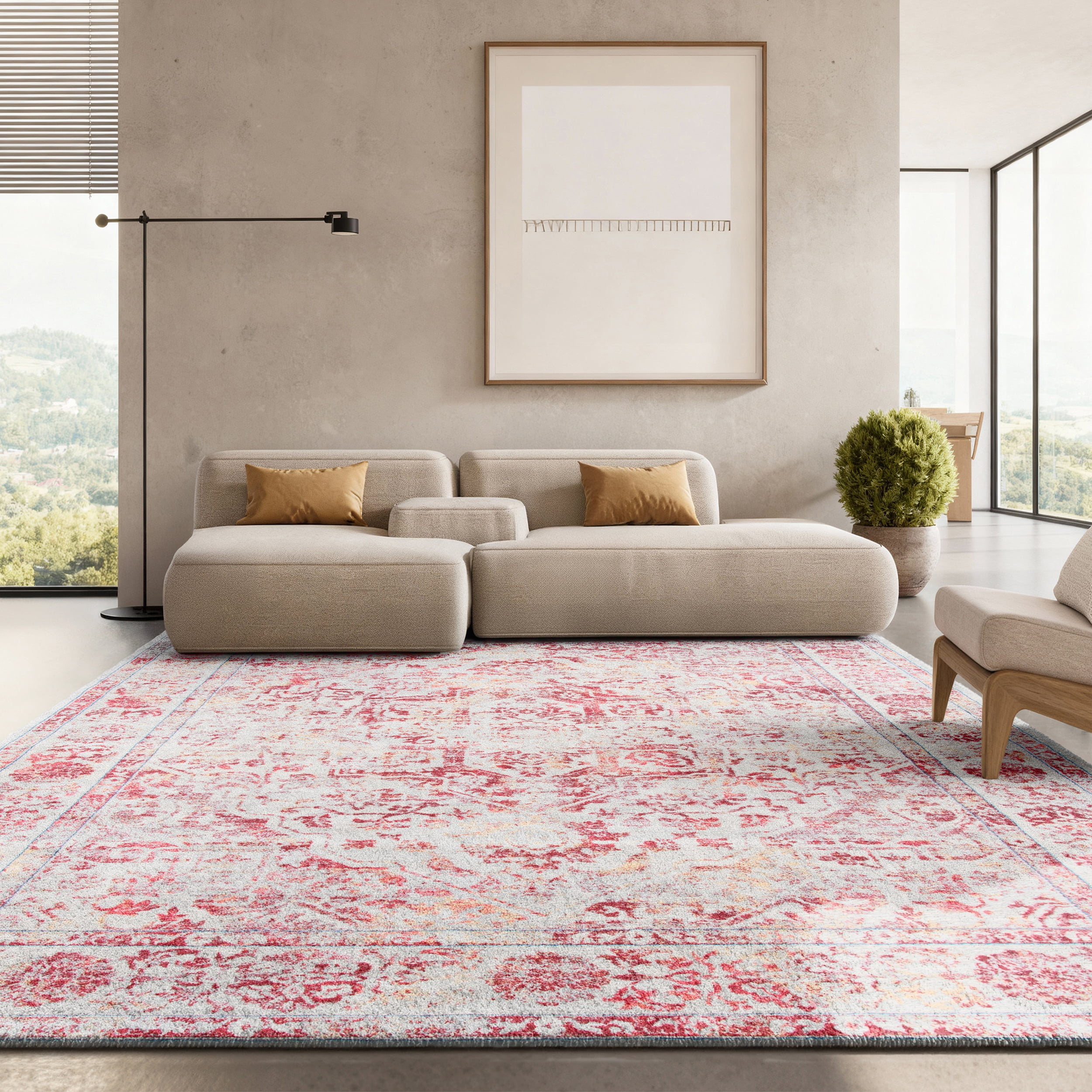 SAFAVIEH Brentwood Adams Oriental Area Rug, Ivory/Red, 9' x 12'