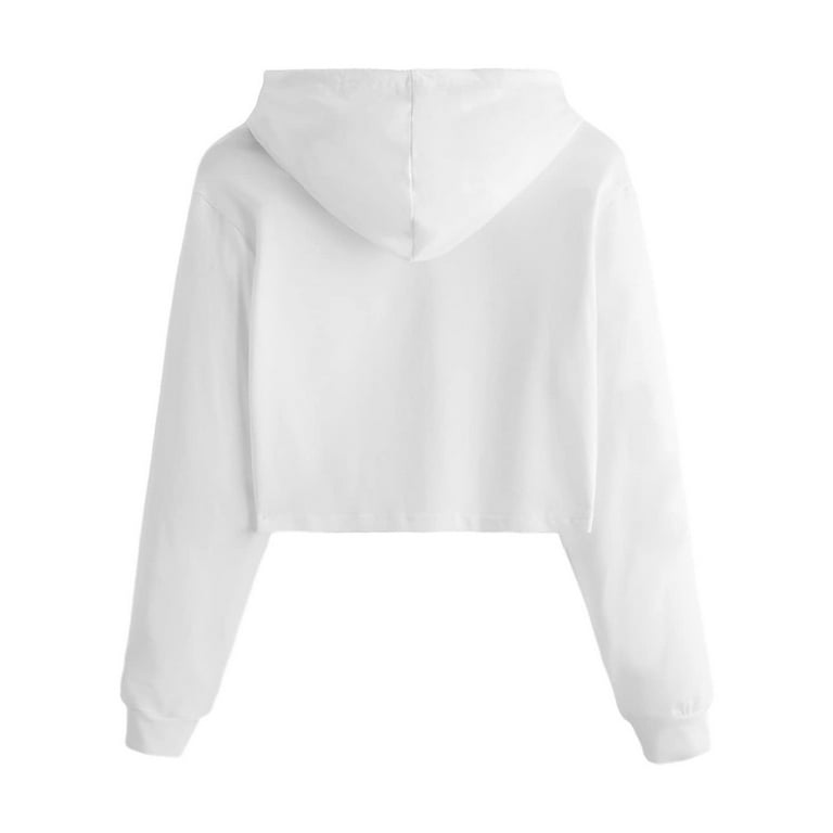 ZQGJB Fall Spring Women's Long Sleeve Plain Crop Hoodie ZQGJB Fall Spring Women's Long Sleeve Plain Crop Hoodie