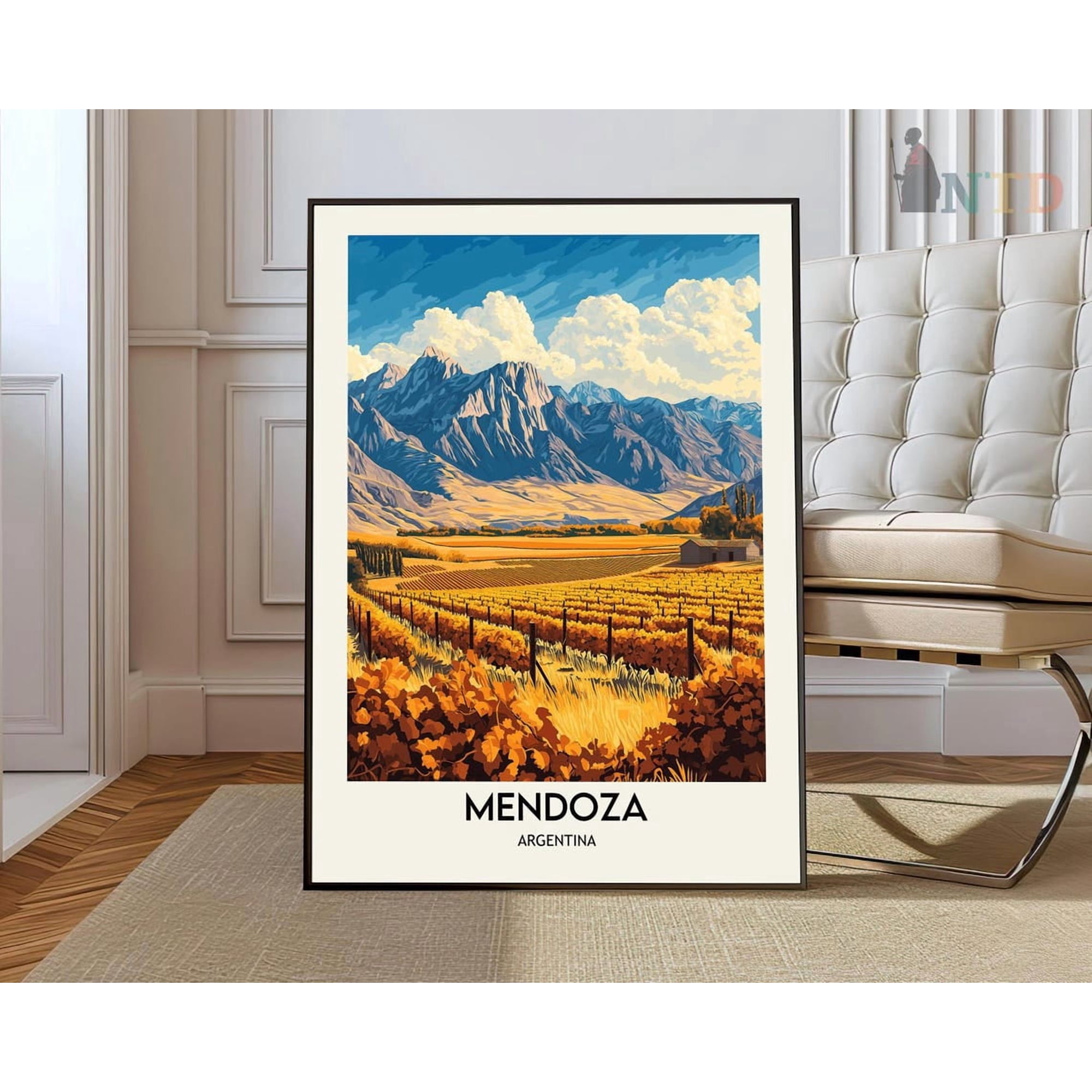 Mendoza Argentina Wall Art Print, Andes Wine Region Decor