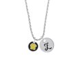 thumbnail image 2 of Delight Jewelry Silvertone Yellow Paw on Black Disc Silvertone Script Initial Disc - Z - Charm Necklace, 20"+3", 2 of 4