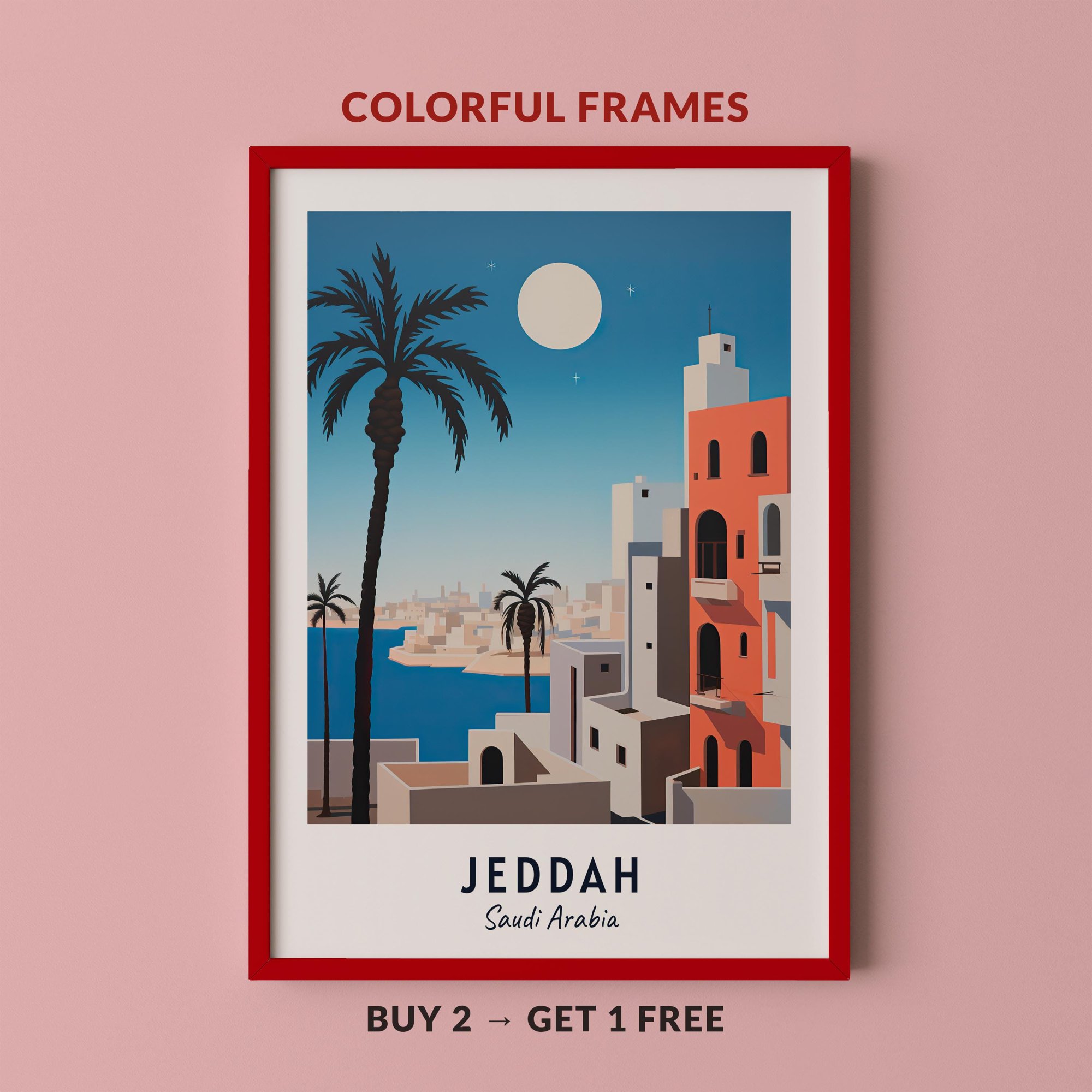 Jeddah Travel Saudi Arabia City Cityscape Poster , Poster Print Only