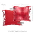 thumbnail image 3 of VHC Brands Gallen Red White Pillow Fringed 12x12, 3 of 4