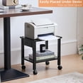 thumbnail image 6 of Buildhom Under Desk Printer Stand with Charging Station, 2-Tier Wood Rolling Cart with Lockable Wheels for Home Office, Black, 6 of 8