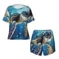 thumbnail image 4 of Picia Watercolor Turtle Pajamas Sets for Women Soft Short-Sleeved Pjs with Lounge Shorts Two Piece Sleepwear-Medium, 4 of 9