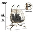thumbnail image 2 of 2 Person Double Swing Egg Chair with Stand, 600lbs Capacity Outdoor Patio Wicker Hanging Patio Lounge Chair w/Cushions and Pillows, Oversized Hand-woven Hammock Chair Set for Patio/Yard/Garden/Porch, 2 of 9