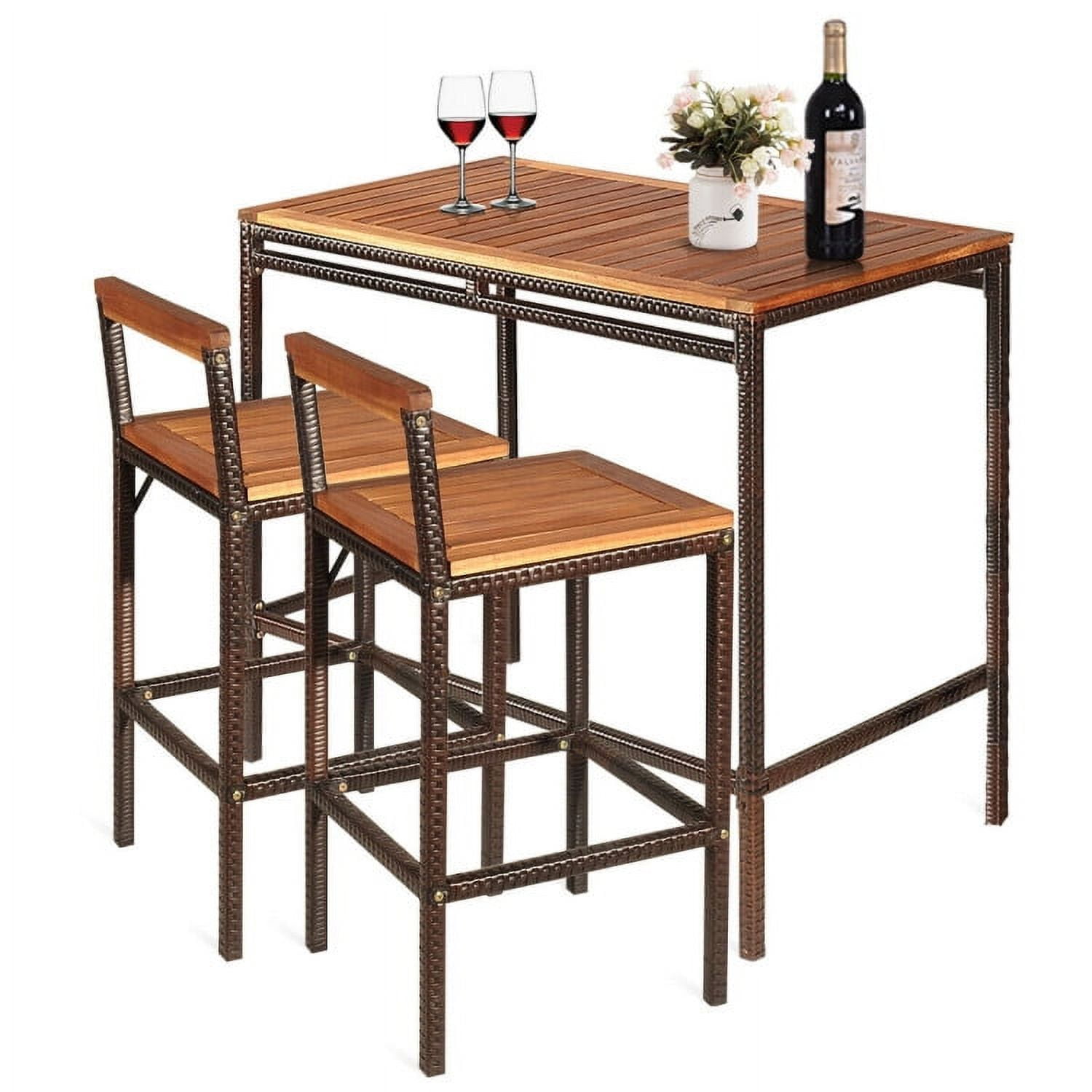 Aimee Lii 3 Pieces Patio Rattan Wicker Bar Dining Furniture Set, Outdoor Patio Furniture Aimee Lii 3 Pieces Patio Rattan Wicker Bar Dining Furniture Set, Outdoor Patio Furniture