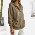 thumbnail image 5 of CQONEPT Corduroy Hoodies for Women Half Button Drawstring Essentials Hoodie Sweatshirt Y2K Fall Fashion Pullover with Kangaroo Pocket Khaki 2XL, 5 of 6